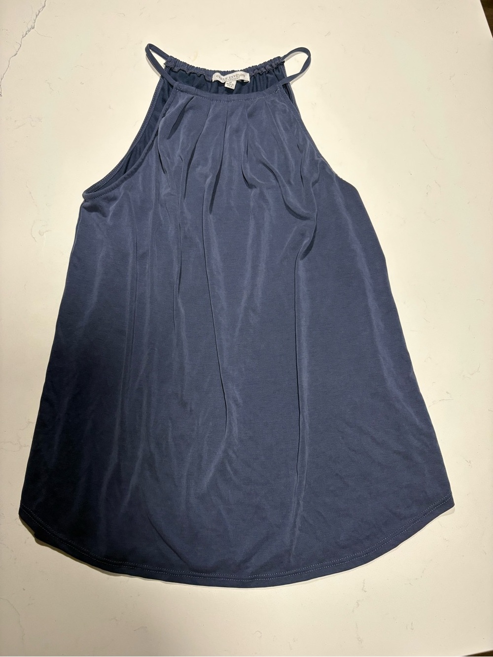 Green Envelope Navy Halter Tank